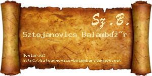 Sztojanovics Balambér névjegykártya
